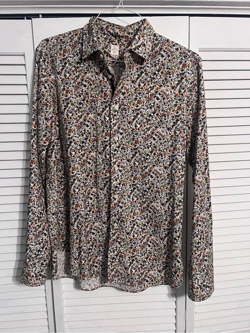 GMF Men's Printed Long-Sleeve Button-Up Shirt - Multicolor Rodeo print